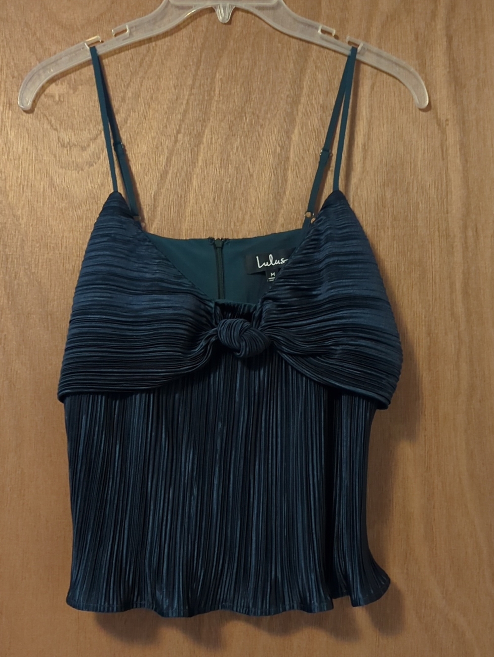 Lulus Teal & Navy Pleated Satin Cami